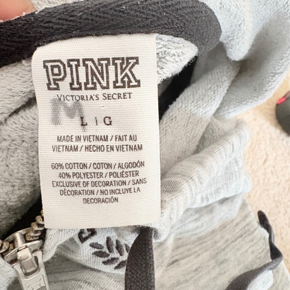 PINK Victoria's Secret Flamingo Miami Beach Sequin Full Zip Hoodie Large Y2K - Picture 12 of 12